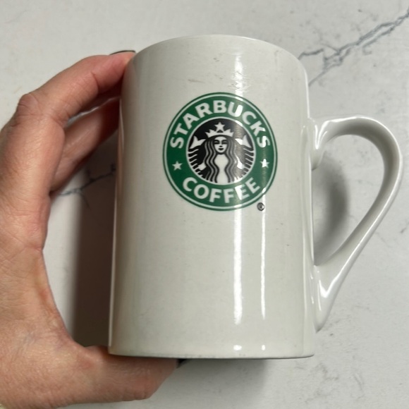 Starbucks White Ceramic Coffee Mug Cup Double Sided Mermaid Logo 10 Oz 2008 - Picture 1 of 4